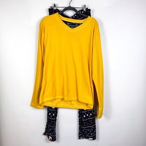 Sonoma Yellow Fleece Top & Print Pajama Set